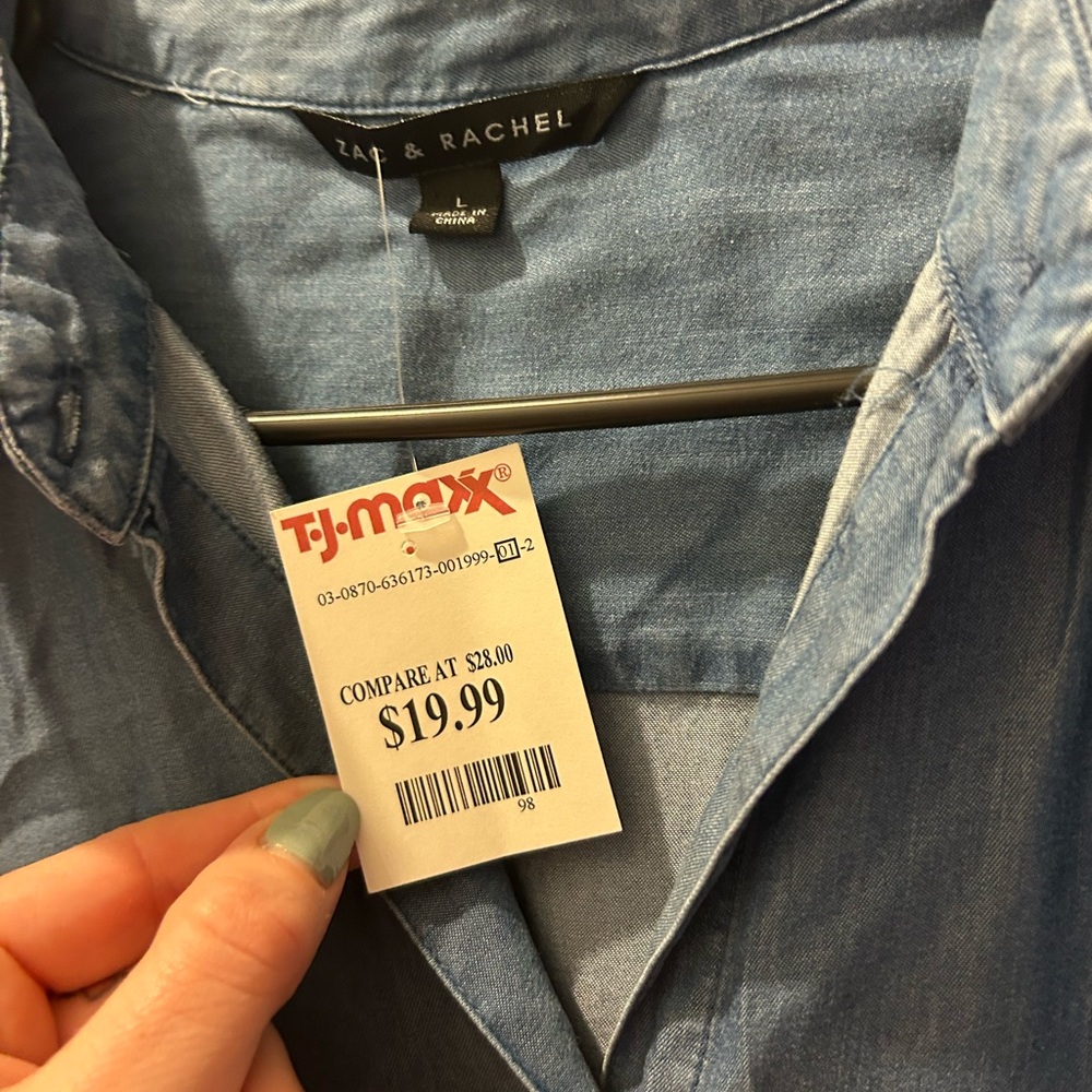 Medium Wash Blue Denim Button-Up Shirt - Picture 3 of 4